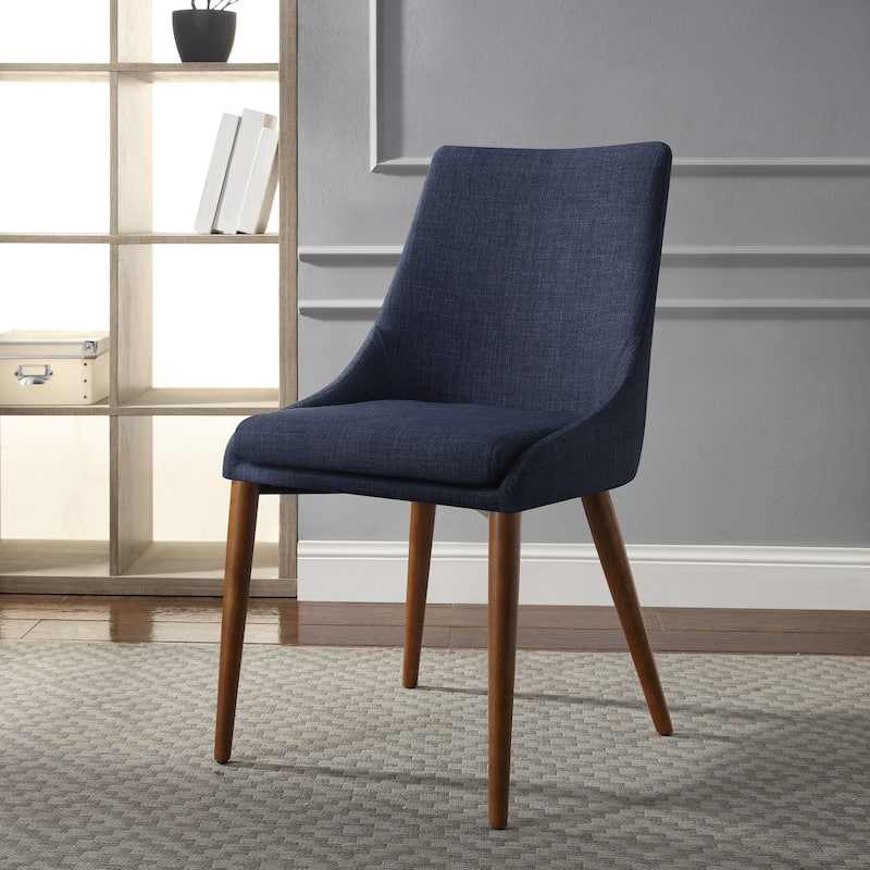 Palmer Mid-Century Modern Fabric Dining Chair in 2 Pack - Navy