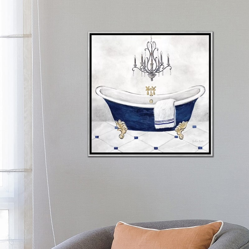 iCanvas "Navy Blue Bath II" by Cynthia Coulter Framed