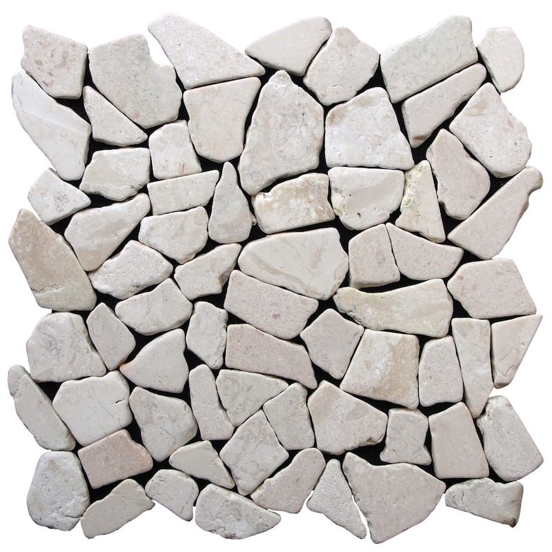 Cruz Bay Studio XR3R Fit Mosaic - 11" x 11" Pebble and Rock Floor and - Off-White