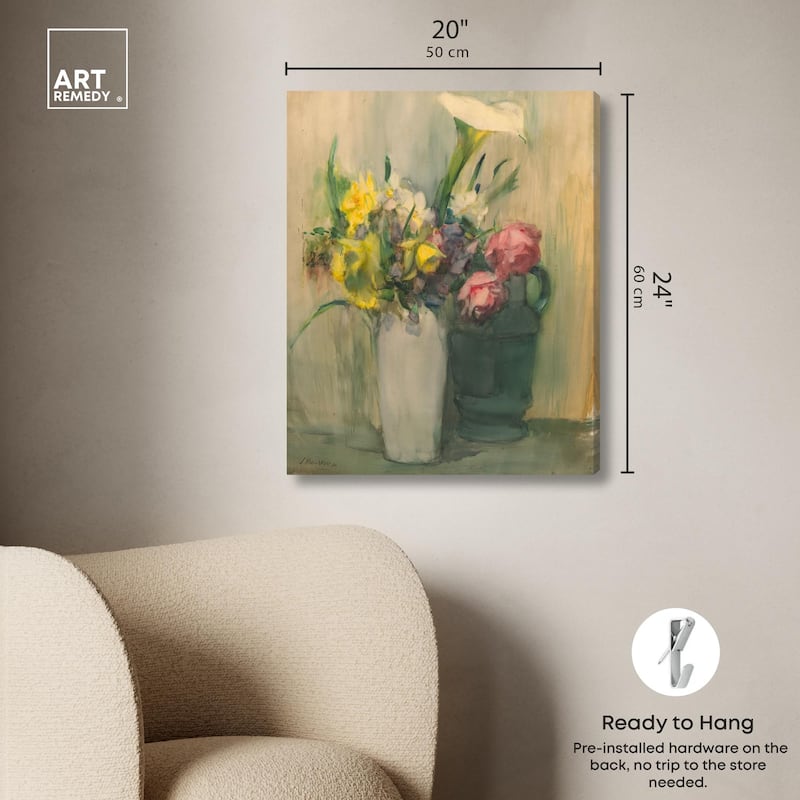 Flowers by Julian Alden Weir Canvas by Art Remedy, Gallery Wrapped