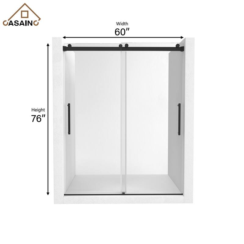 CASAINC 48 or 60 in. W x 76 in. H Double Sliding Frameless Shower Door