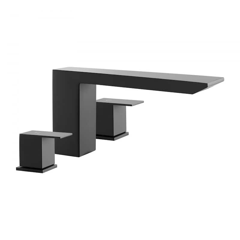 Matte Black Stainless Steel Roman Tub Faucet with 3-Hole and Deck Mount High Flow Water 4.36 GPM - 7.87" x 9.06" x 2.83"