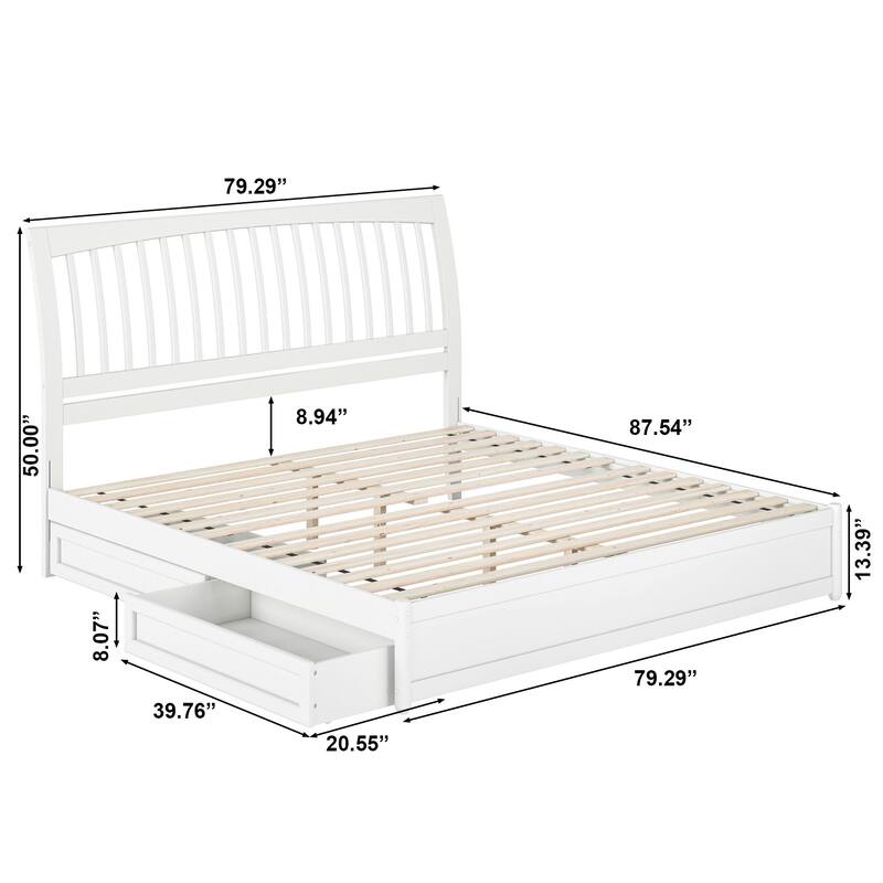 Roslyn Platform Bed with Panel Footboard and Storage Drawers