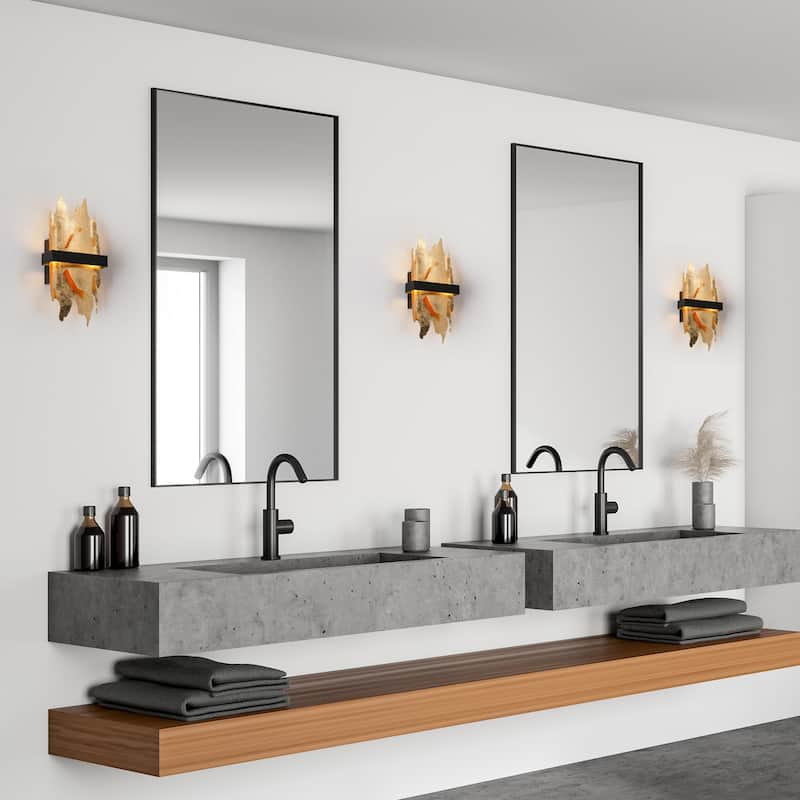 Modern LED Black Gold Wall Sconce Metal Bathroom Vanity Light - L13.8" x W6.7"