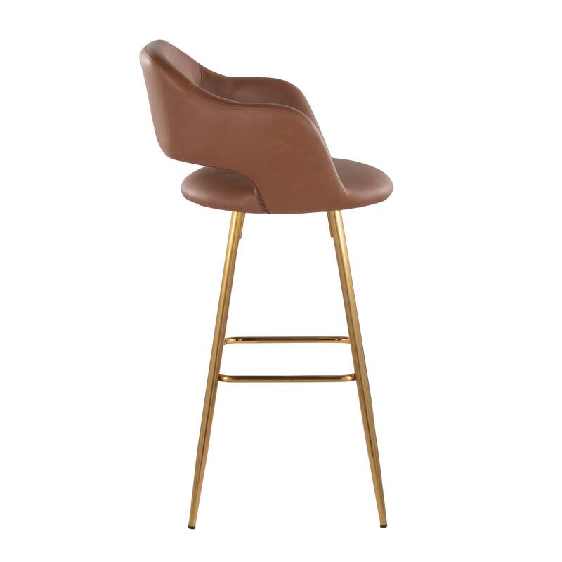 Porch & Den Vallen 30" Fixed-Height Faux Leather Counter Stool with Metal Legs & Square Footrest (Set of 2)