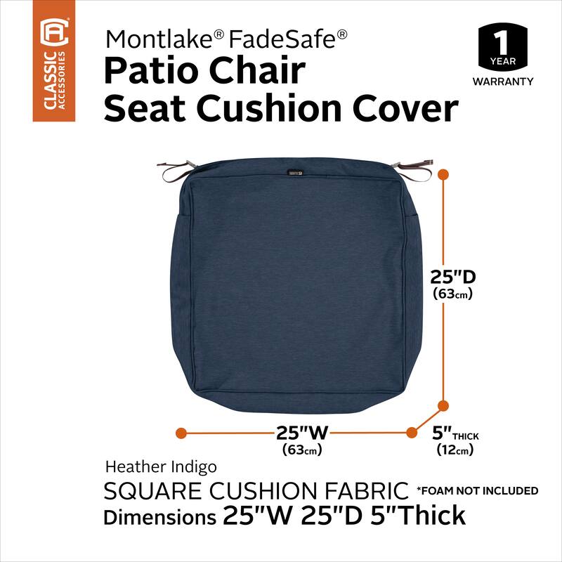 Montlake FadeSafe Square Patio Lounge Seat Cushion Slip Cover
