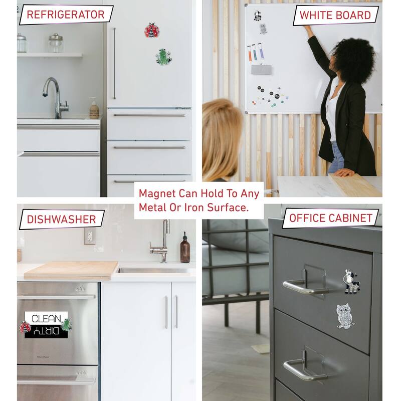 Aqua79 Sparkling Refrigerator Magnet Set Mix with Rhinestone - 4 Pcs - 1.25 inches