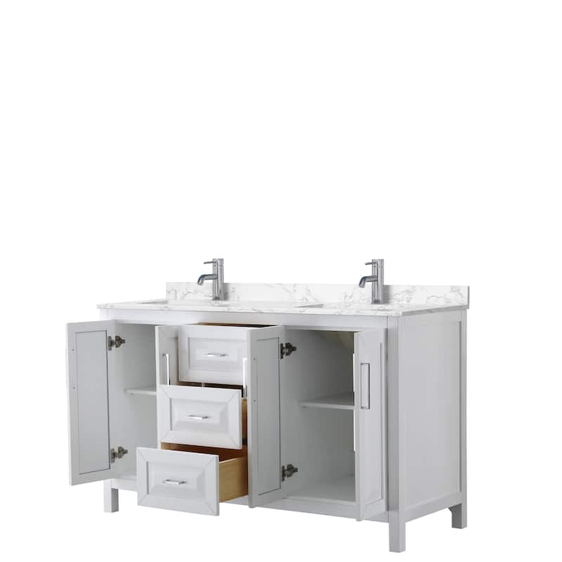 Daria 60 Inch Double Vanity, Cultured Marble Top