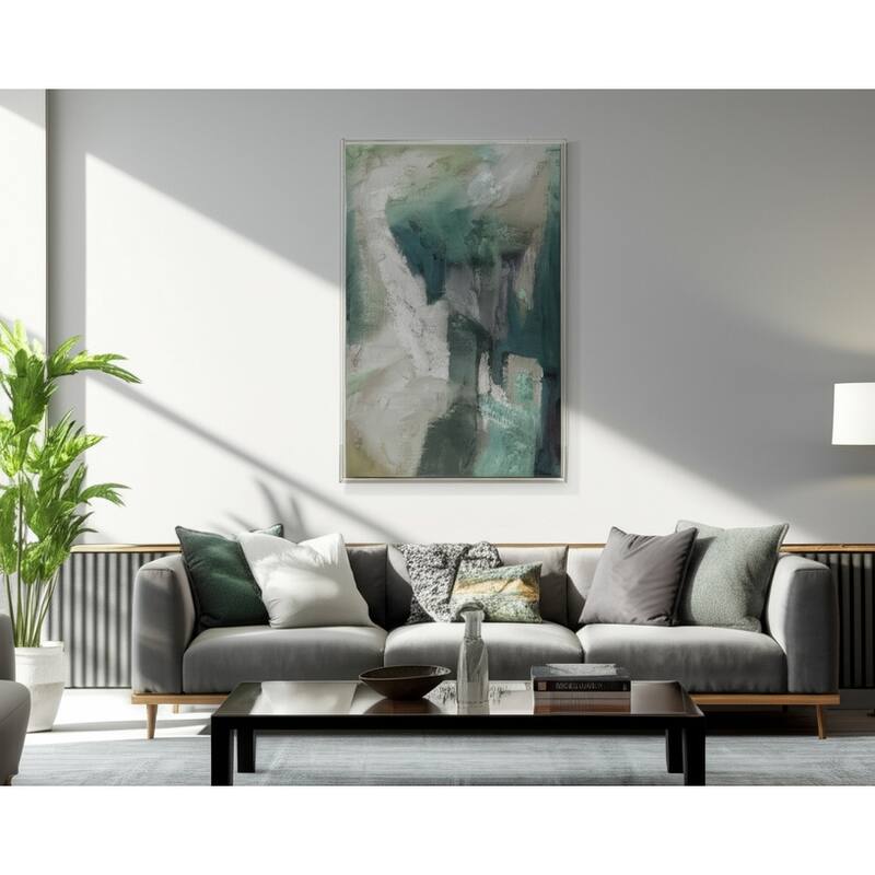 Canvas Wall Art Wood Frame Abstract Textured Tall Design - 60" Multi