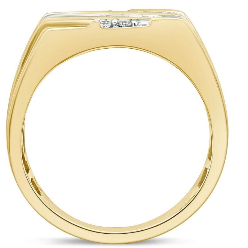 2 1/2Ct Diamond Ring Men's Diagonal Cluster Band in White or Yellow Gold
