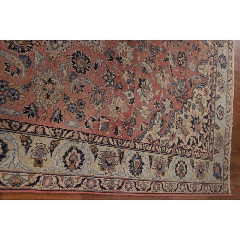 Pink Isfahan Persian Vintage Area Rug Hand-Knotted Wool Carpet - 6'7"x 10'2"