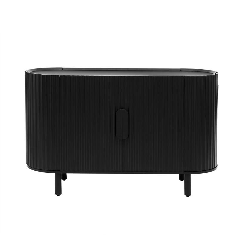 Light Luxury Sideboard with Adjustable Shelves, Curved Design Storage Buffet Cabinet for Living Room/Kitchen/Entryway/Hallway