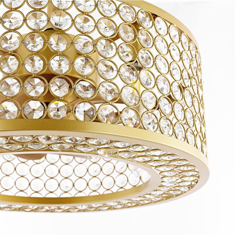 GetLedel 18-in Modern Crystal Caged Ceiling Fan Fandelier with Remote and Light Kit