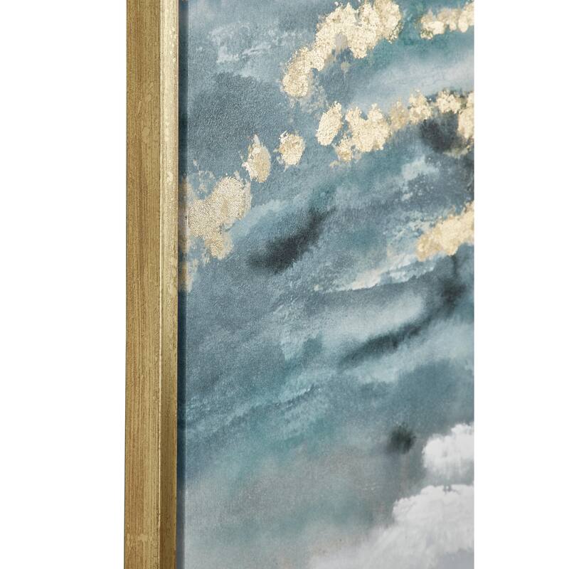 Canvas Geode Enlarge Slice Living Room Framed Wall Art with Gold Frame - Teal - Roche River Decor