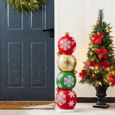 Glitzhome 36.25"H Christmas Resin Stacked Ornament Porch Decor