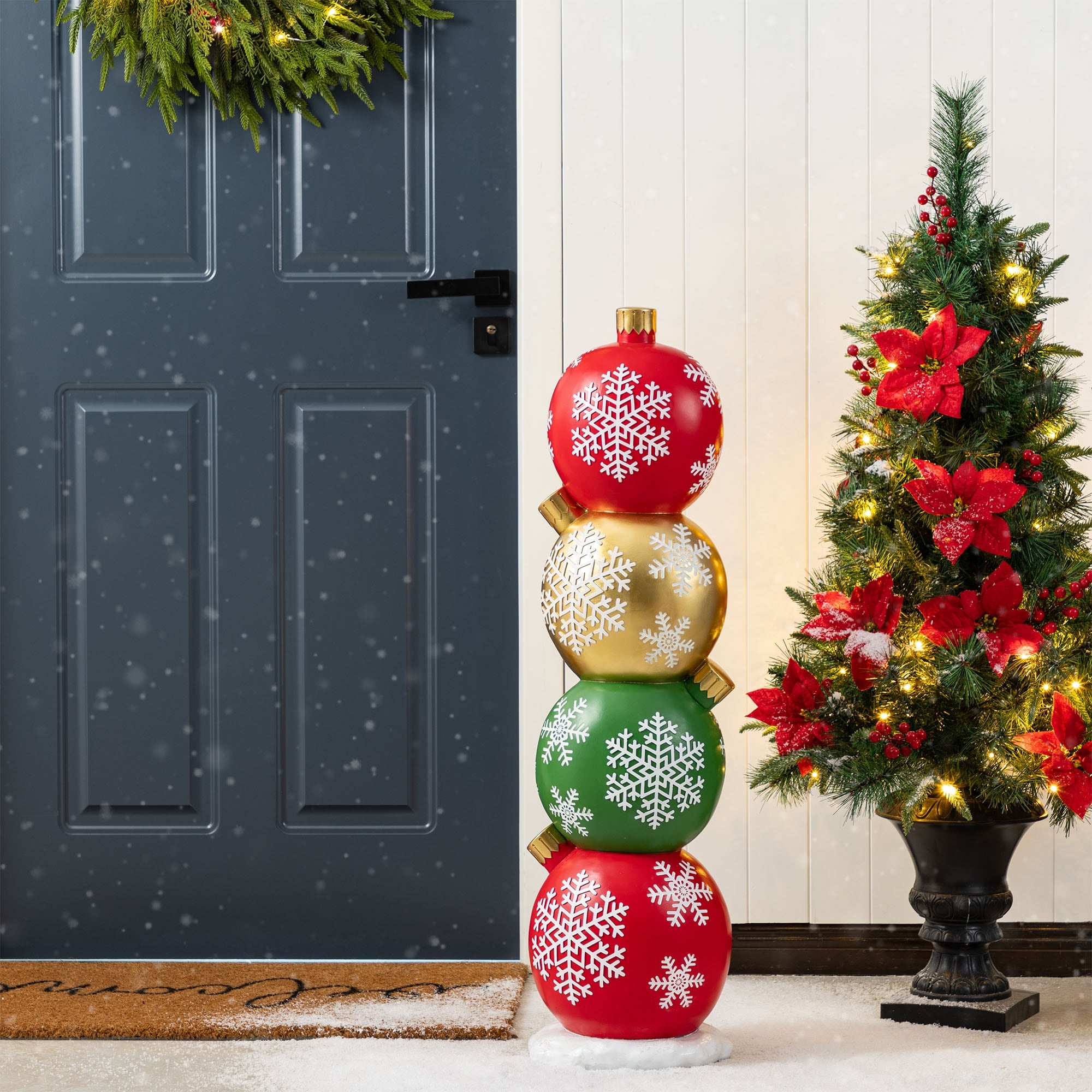Glitzhome 36.25"H Christmas Resin Stacked Ornament Porch Decor