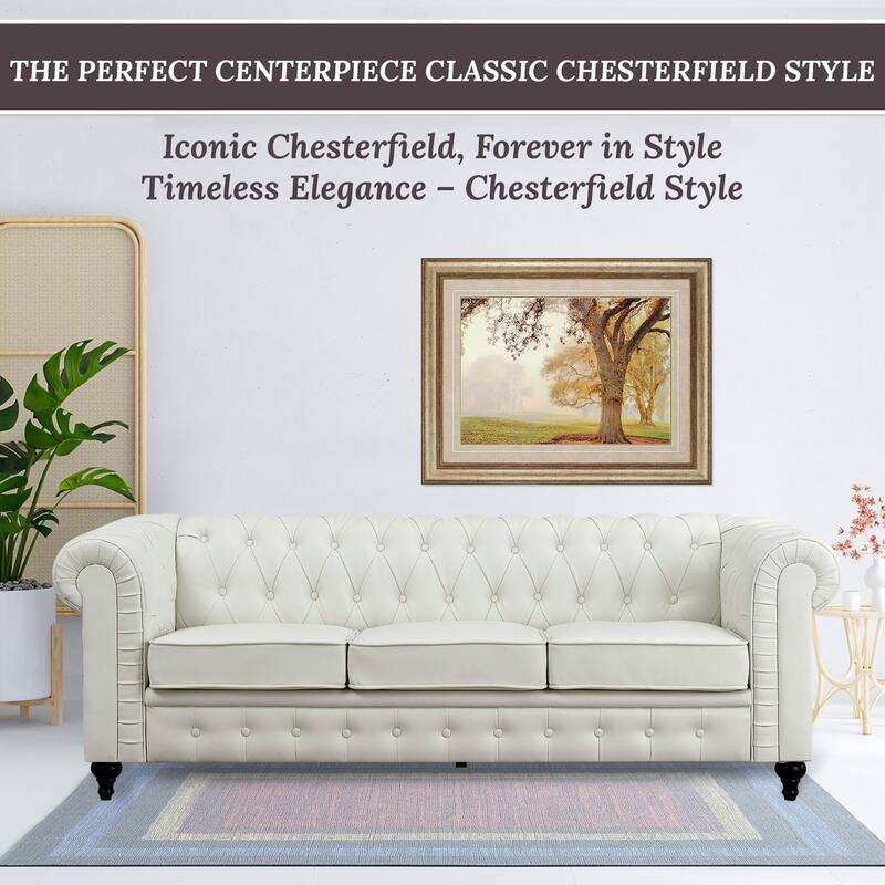 Elegance Chesterfield Mid-Century Modern Sofa, Loveseat & Chair – Luxurious Comfort for Cozy Living Rooms