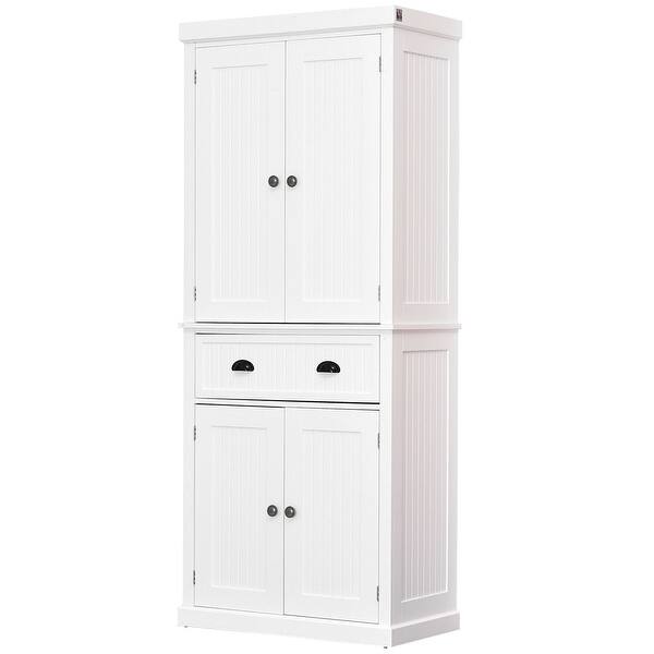 Homcom Traditional Freestanding Kitchen Pantry Cabinet Cupboard With Doors And 3 Adjustable Shelves White On Sale Overstock 22200563
