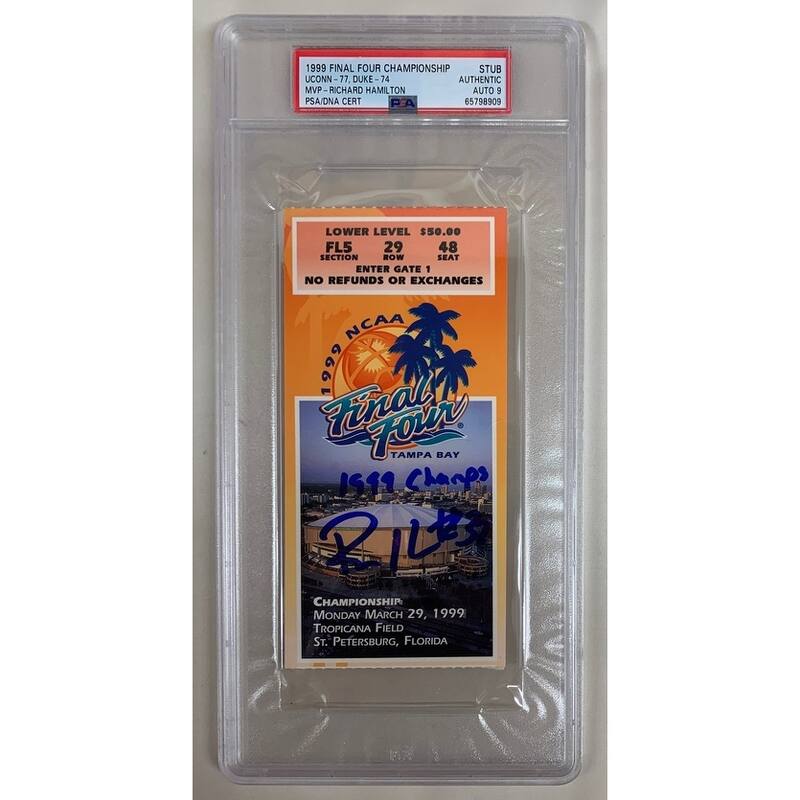 Richard Hamilton Autographed 1999 Final Four 4 Championship Signed Basketball Ticket Stub vs Duke Auto Graded PSA DNA 9 65798909