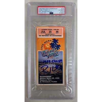 Richard Hamilton Autographed 1999 Final Four 4 Championship Signed Basketball Ticket Stub vs Duke Auto Graded PSA DNA 9 65798909