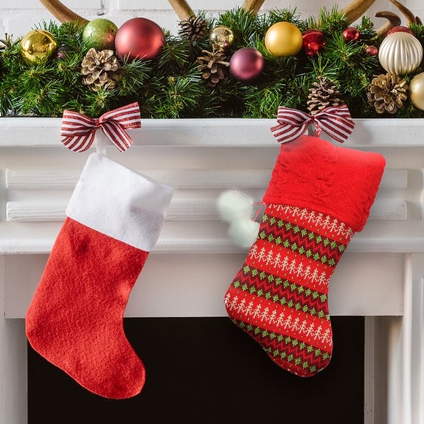 Green Sweater Knit Christmas Stocking 
