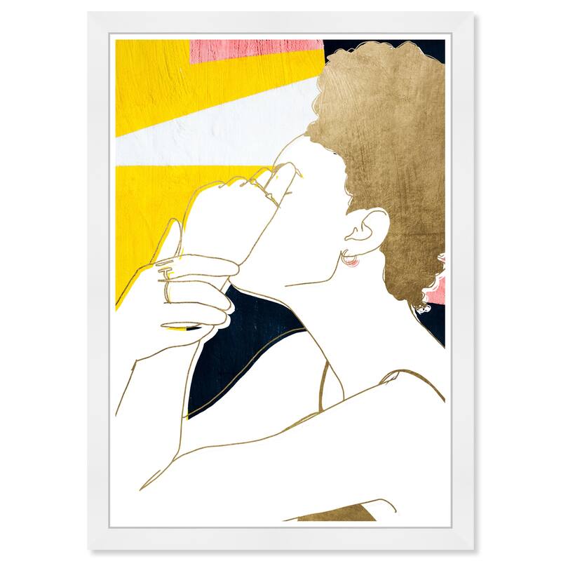 Wynwood Studio Prints People and Portraits Transient Yellow and Metallic Gold Glam Wall Art Canvas Print