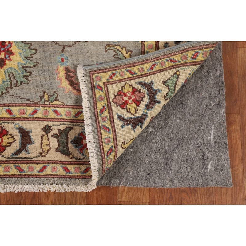 Gray Floral Kazak Oriental Area Rug Hand-Knotted Wool Carpet - 4'1" x 5'11"