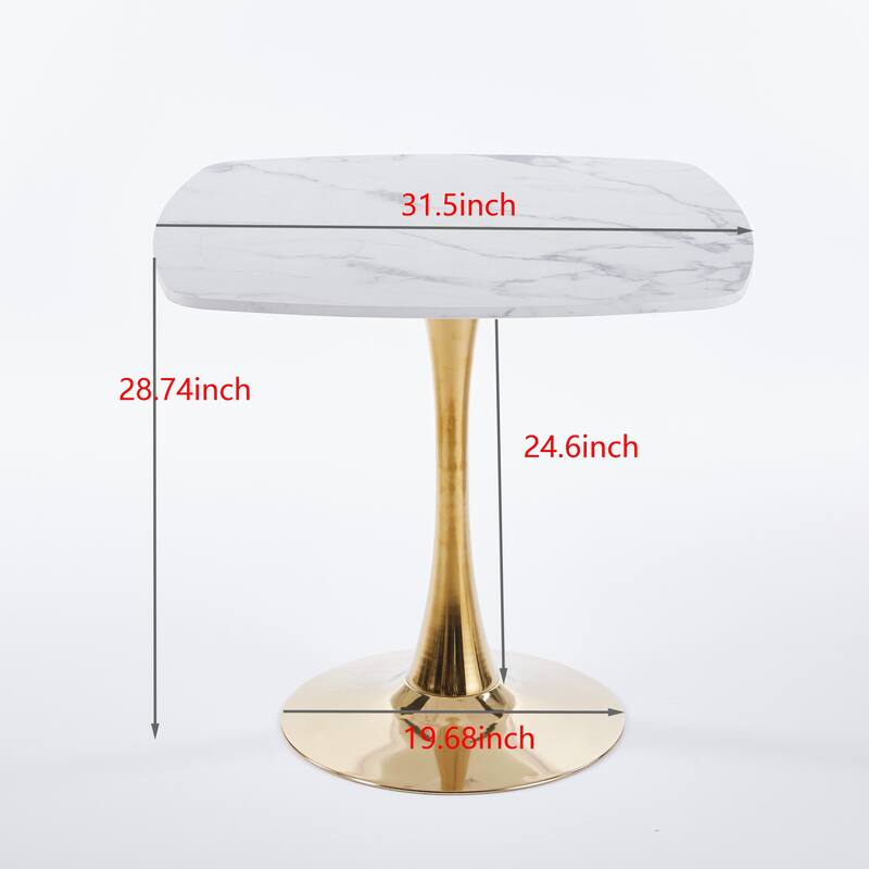 31.5inch Modern Dining Table - Easy Assembly & Sturdy Metal Legs