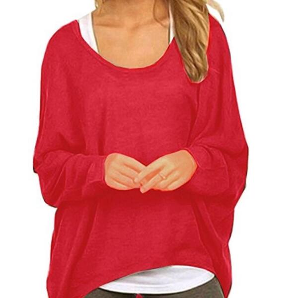 Women's Casual Oversized Baggy Off-Shoulder Shirts Batwing Sleeve Pullover  Shirts Tops - On Sale - Overstock - 27830301