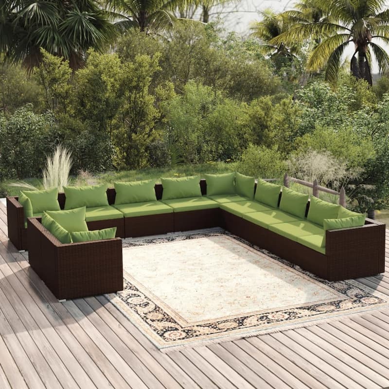 vidaXL Patio Lounge Set Outdoor Sectional Sofa Set Table Garden Poly Rattan - 27.6" x 27.6" x 23.8"