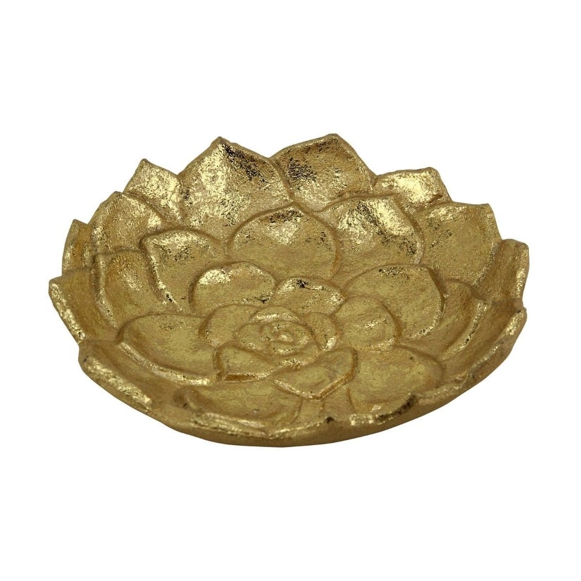 6.75" Gold Handcrafted Open Lotus Tabletop Decor