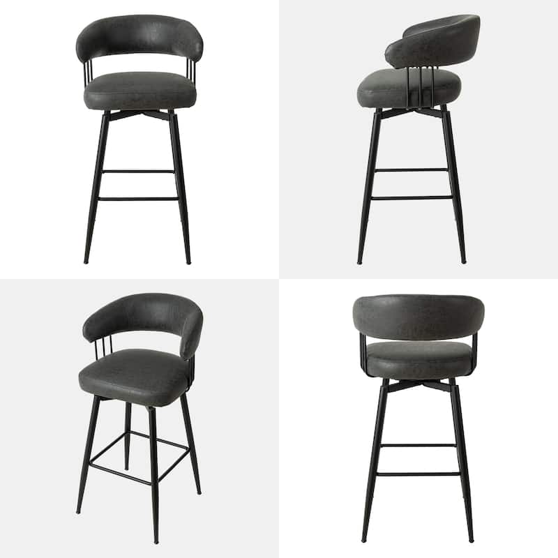 Glitzhome 26 or 31 Inches Modern Upholstered Swivel Counter Height Bar Stools
