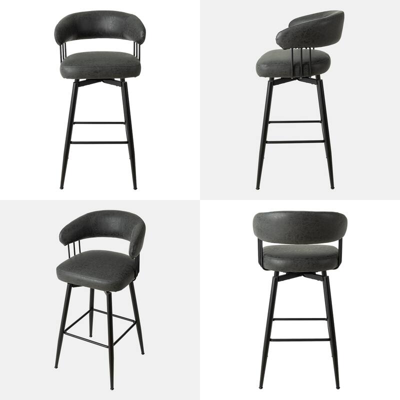 Glitzhome Set of 2 or 4 Modern Fabric/ PU Swivel Counter or Bar Stool with Metal Legs