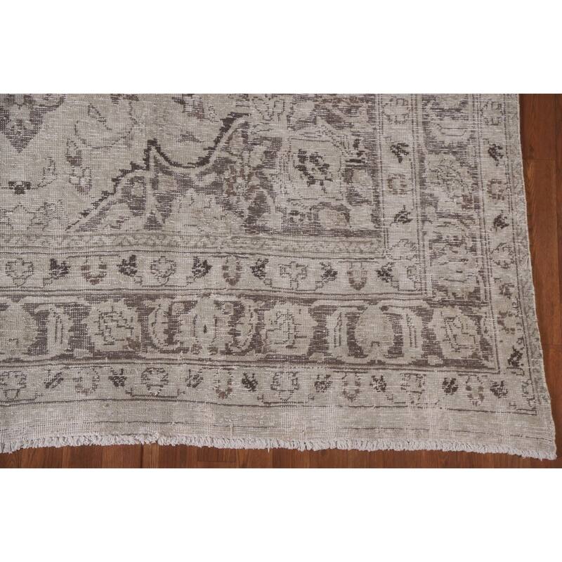 Hand Knotted Oriental 100% Wool Carpet Traditional Floral Beige & Ivories Tabriz Area Rug - 10' 9'' X 7' 8''