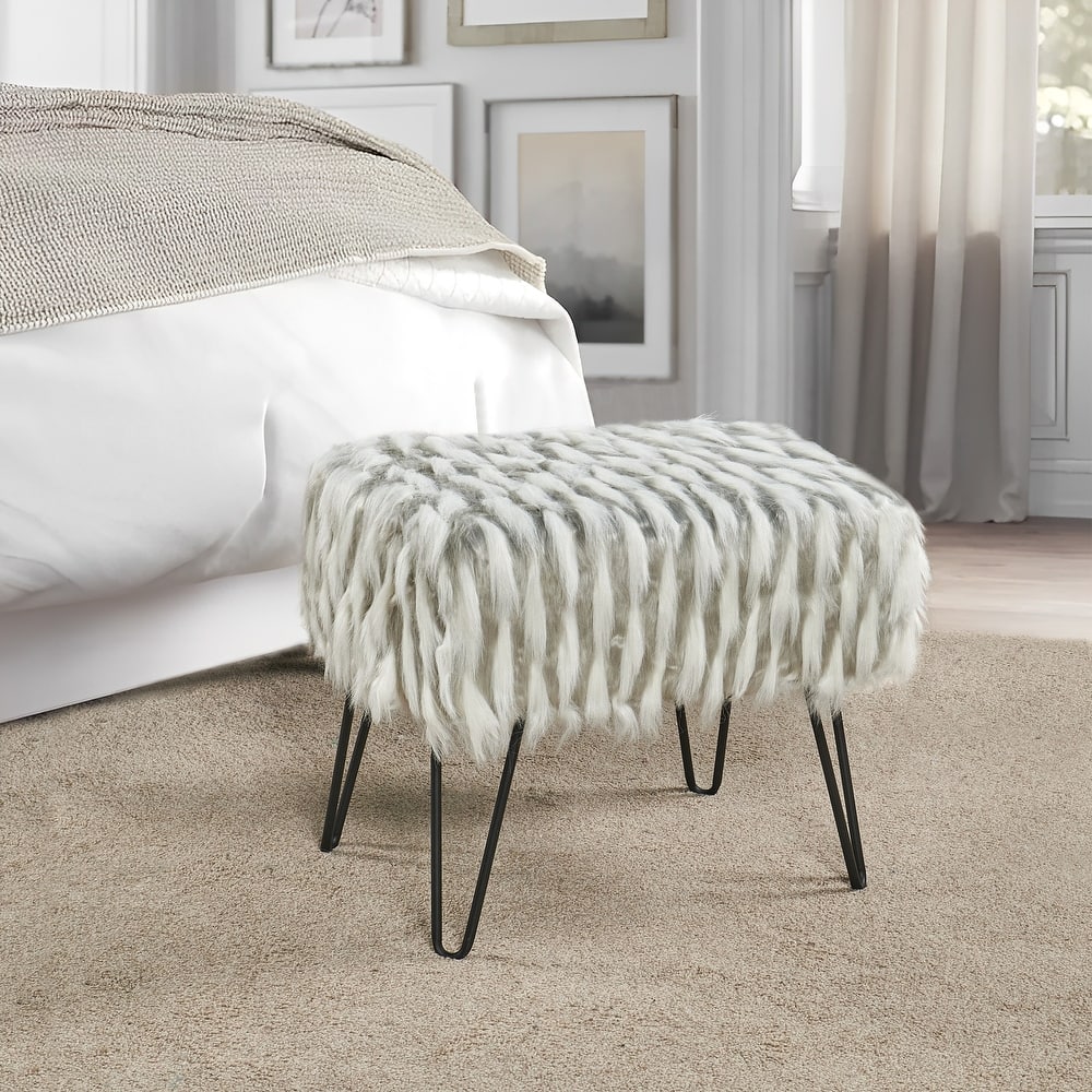 Feathery Fauxfur Ottoman