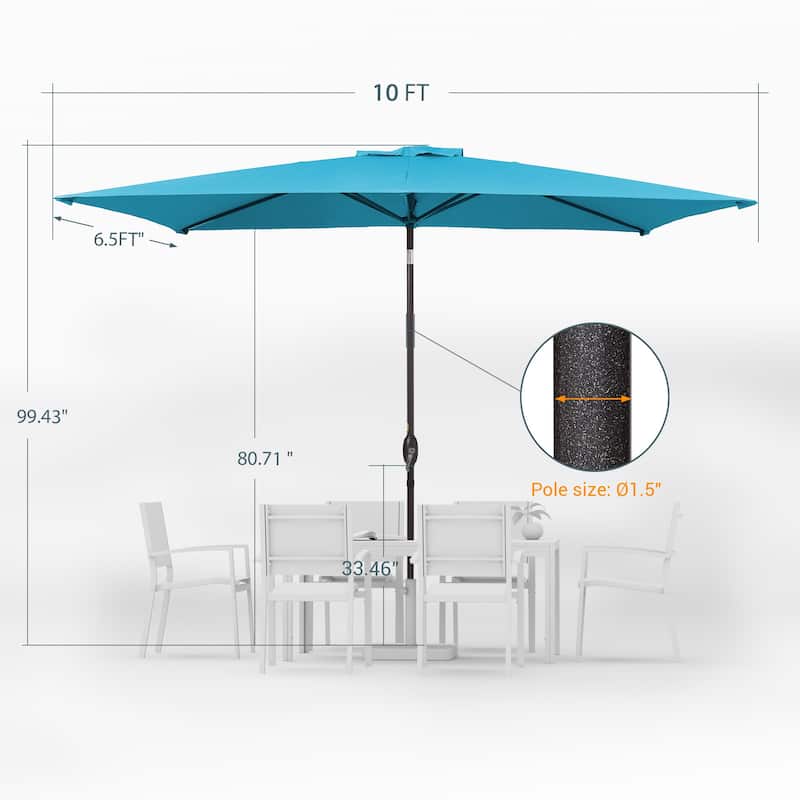 LIVOOSUN 10 x 6.5ft Outdoor Market Patio Umbrella w/Tilt and Crank