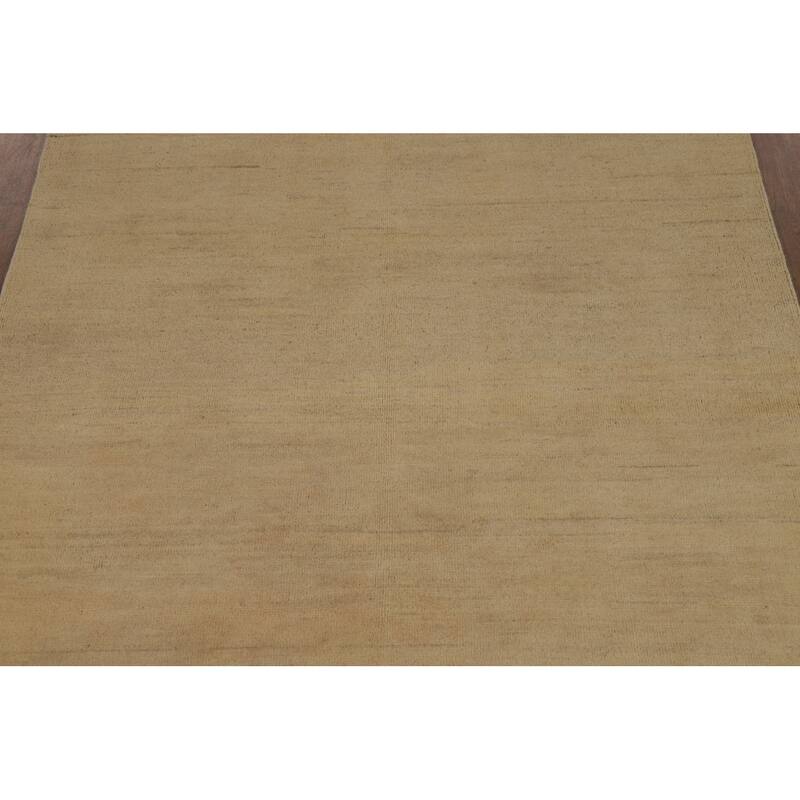 Modern Gabbeh Oriental Area Rug Handmade Yellow Wool Carpet - 4'11" x 7'0"