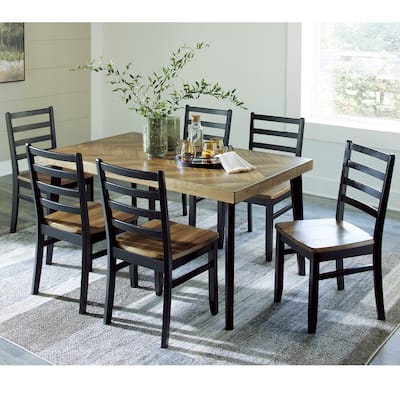 Signature Design by Ashley Blondon Black/Brown Dining Table and 6 Chairs (Set of 7)
