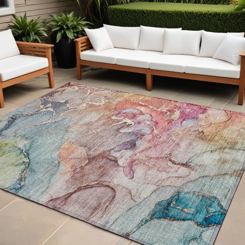 Dava Unique Abstract Weather Resistant Current & Stylish Outdoor Rug