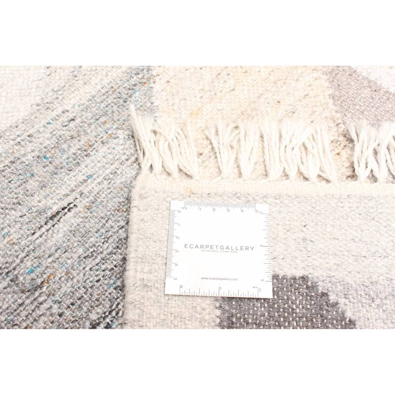 ECARPETGALLERY Flat-Weave Ankara FW Light Grey Wool Kilim - 5'2 x 7'8