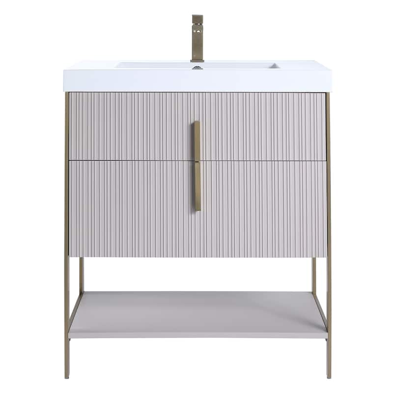 Fine Fixtures Serenity Modern Bathroom Vanity with White Gel Acrylic Top