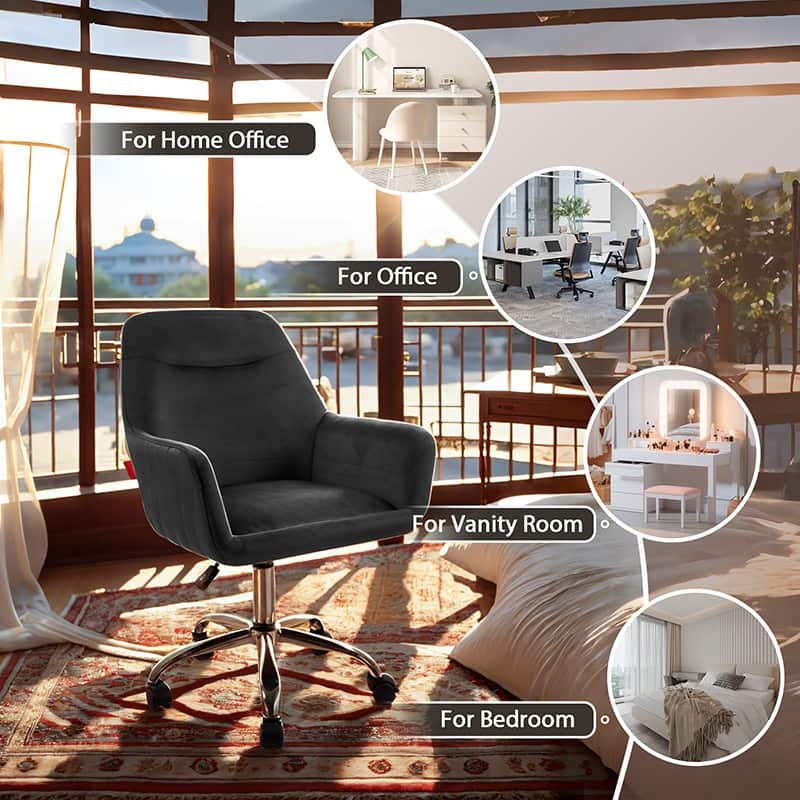 VANITII Accent Chair Swivel Vanity Chair Office Desk Chair With Wheels Modern Height Adjustable Pink/Grey/White