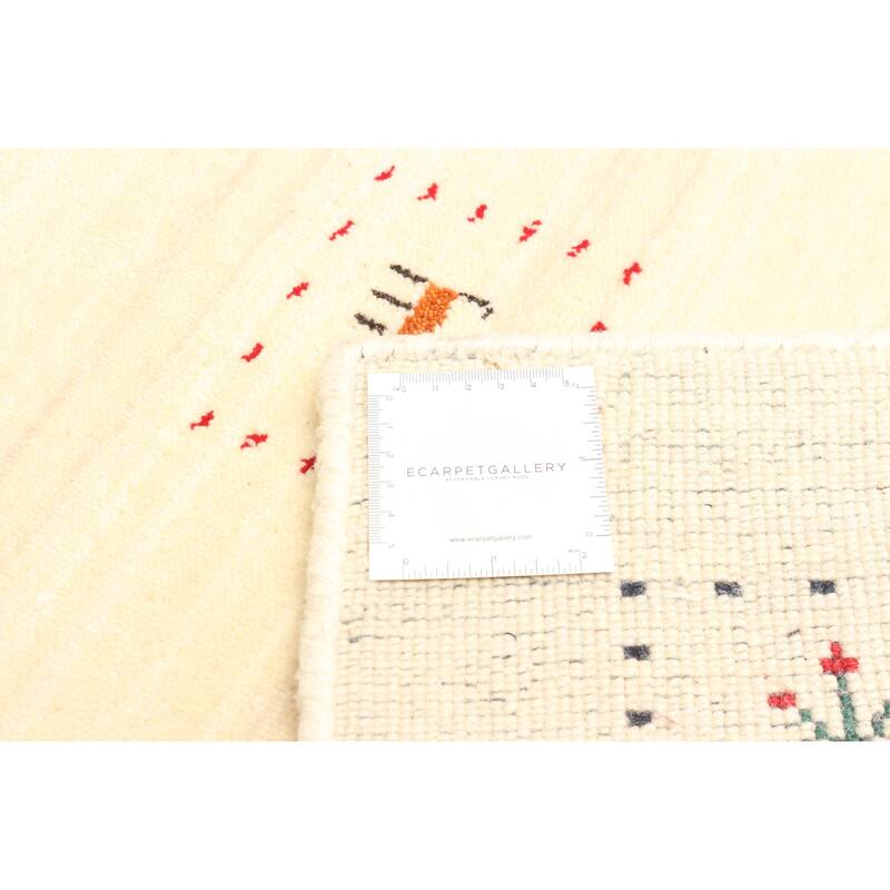 ECARPETGALLERY Hand Loomed Kashkuli Gabbeh Cream Wool Rug - 3'1 x 4'9