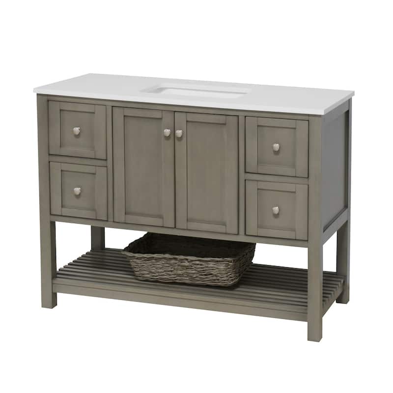 KitchenBathCollection Lakeshore 48" Bathroom Vanity with Engineered White Top