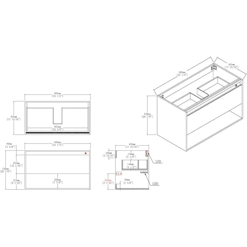 Blossom Bergen Wall Mounted Floating Bathroom Vanity with Sink