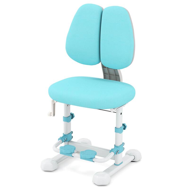 Costway Kids Study Chair with Adjustable Double Backrest, Footrest, - See Details - Blue