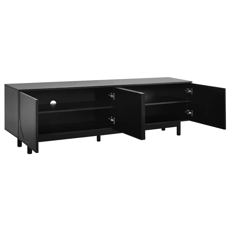 Modern Minimalist TV Stand with Arch Cabinets, Adjustable Shelves & Solid Wood Legs for TVs Up to 78''