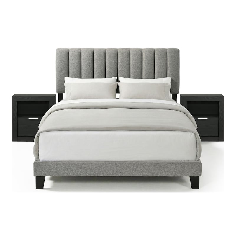 Furniture of America Merro Modern 3-Piece Solid Wood Bedroom Set with 2 Nightstands