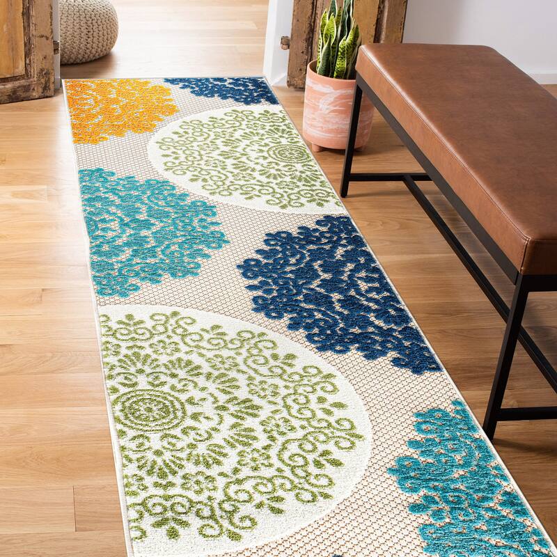 Verona Contemporary Floral Circles Indoor/Outdoor Area Rug
