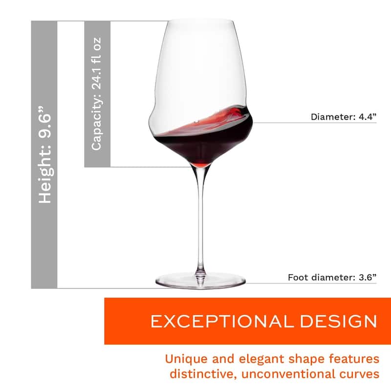Stolzle Lausitz Set of 6 Cocoon Burgundy Wine Glasses - 25 oz